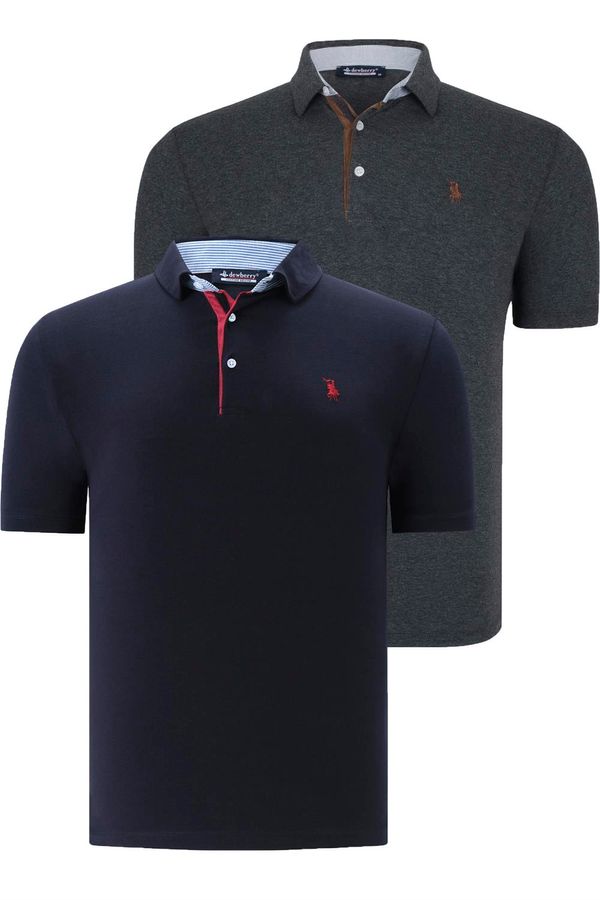 dewberry DUAL SET T8582 DEWBERRY MENS T-SHIRT-NAVY BLUE - ANTHRACITE