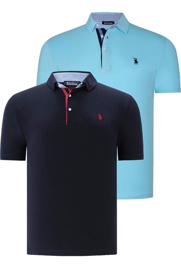 dewberry DUAL SET T8582 DEWBERRY MENS T-SHIRT-NAVY BLUE-CYAN