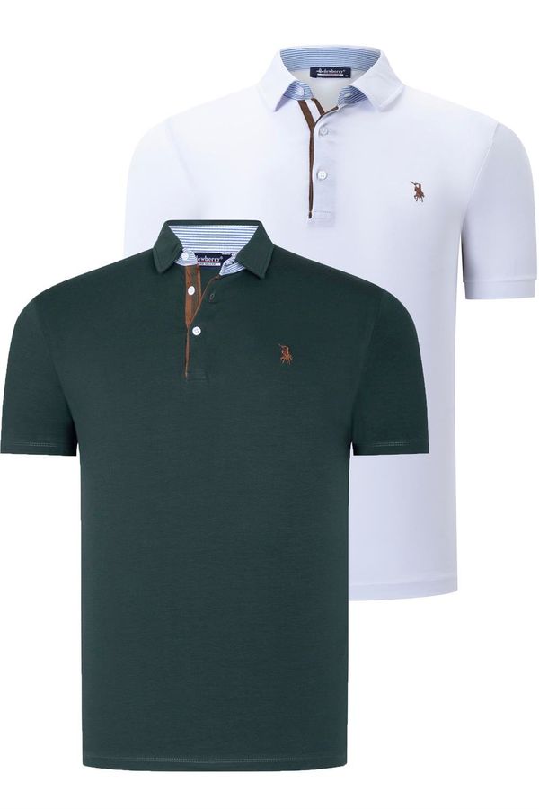 dewberry DUAL SET T8582 DEWBERRY MENS T-SHIRT-WHITE-GREEN