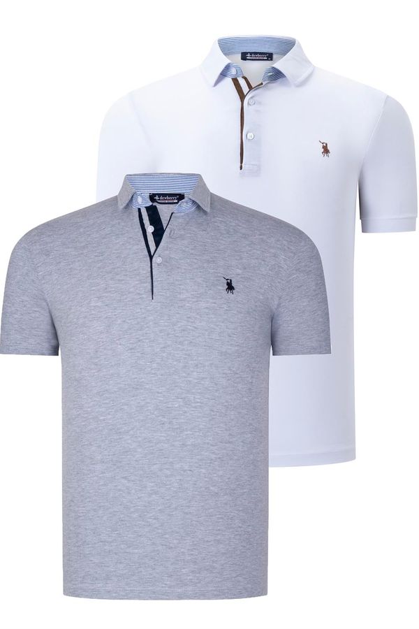 dewberry DUAL SET T8582 DEWBERRY MENS T-SHIRT-WHITE-GREY