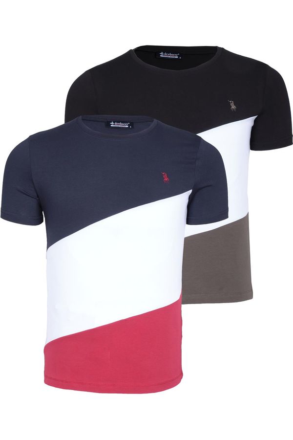 dewberry DUAL SET T8590 DEWBERRY MENS T-SHIRT-BLACK-NAVY BLUE