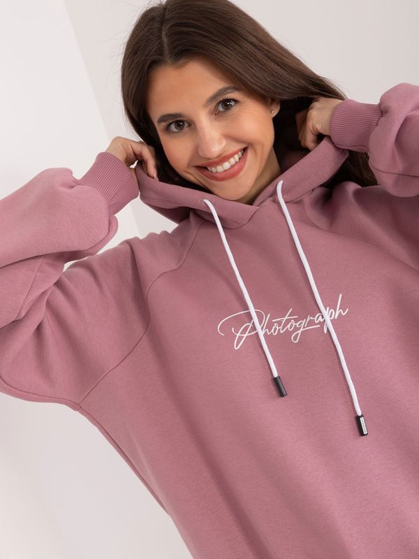 Fashionhunters Dusty pink hoodie with print