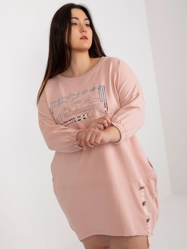 Fashionhunters Dusty pink oversized midi dress with application