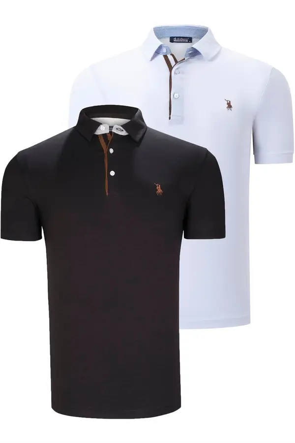 dewberry DVOJNI KOMPLET T8582 DEWBERRY MOŠKA MAJICA-ČRNO-BELA