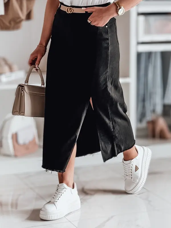 DStreet Džins midi krilo z razporkom