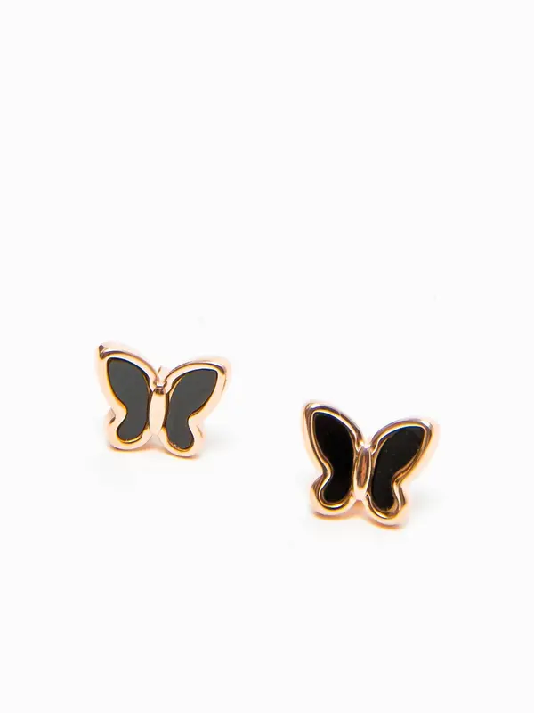 Yups Earrings with enamel butterfly black
