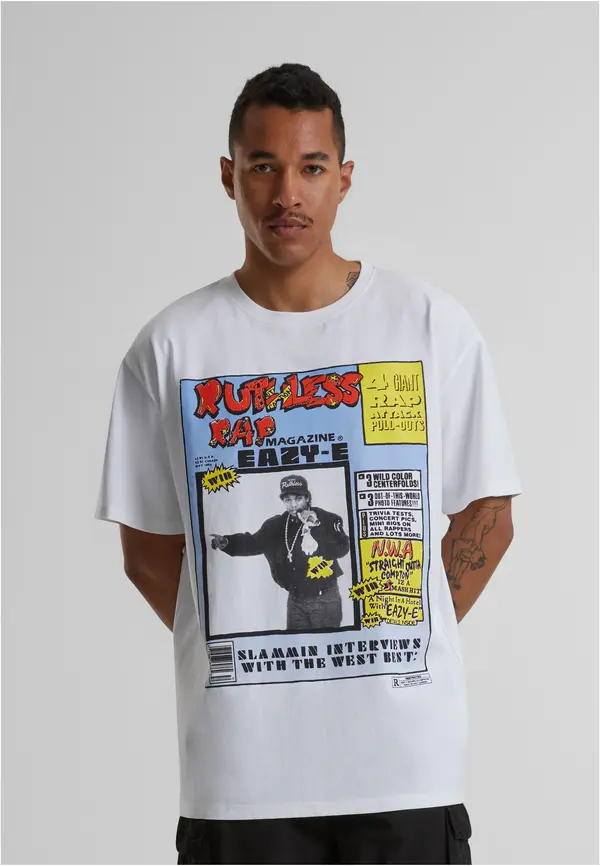 Merchcode Eazy-E RAP Magazine Oversize T-Shirt White