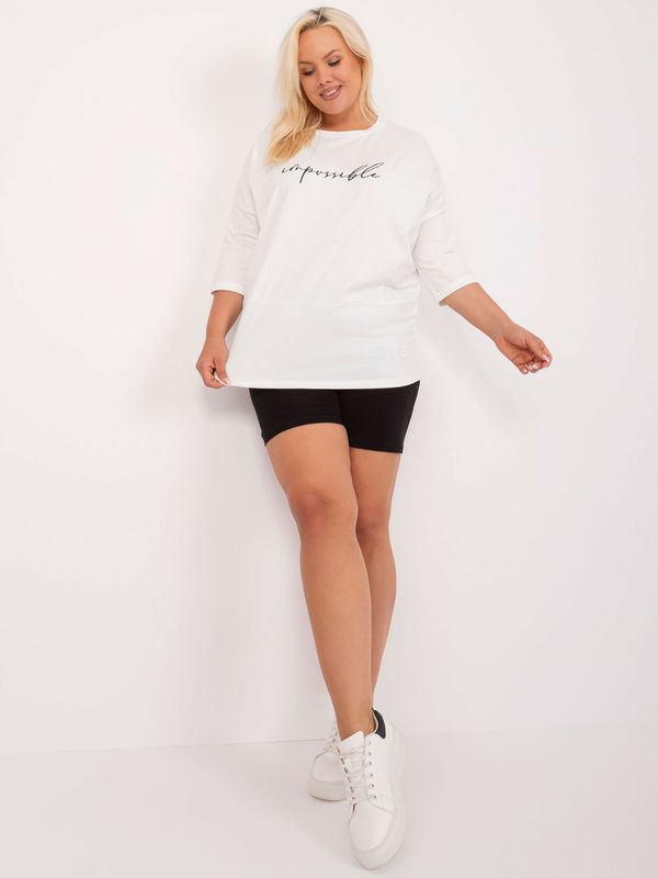 Fashionhunters Ecru Casual Plus Size with App