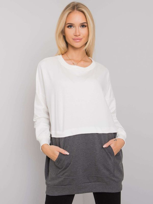 Fashionhunters Ecru-dark grey sweatshirt with pocket Hartsville RUE PARIS