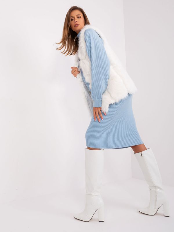 Fashionhunters Ecru Fur Vest with Lining