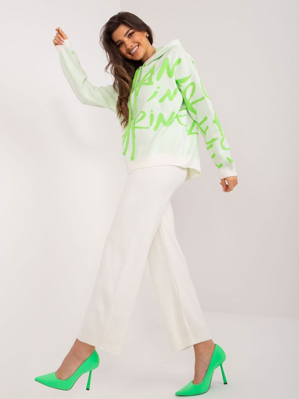 Fashionhunters Ecru light green casual set with a hint of wool