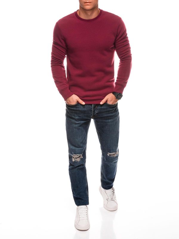 Edoti Edoti BASIC men's uniform round neck sweatshirt - maroon