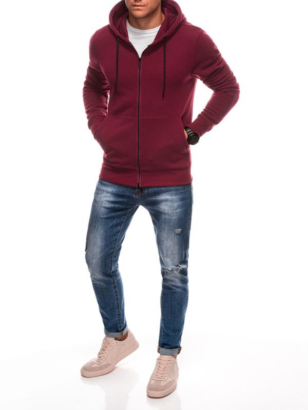 Edoti Edoti BASIC unbuttoned men's hooded sweatshirt - maroon
