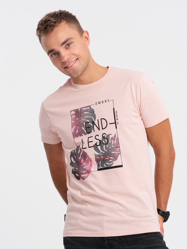 Edoti Edoti Men's printed T-shirt - pale pink