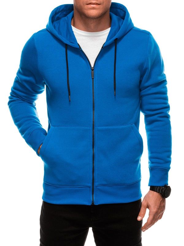 Edoti Edoti Unzipped men's BASIC hooded sweatshirt - blue