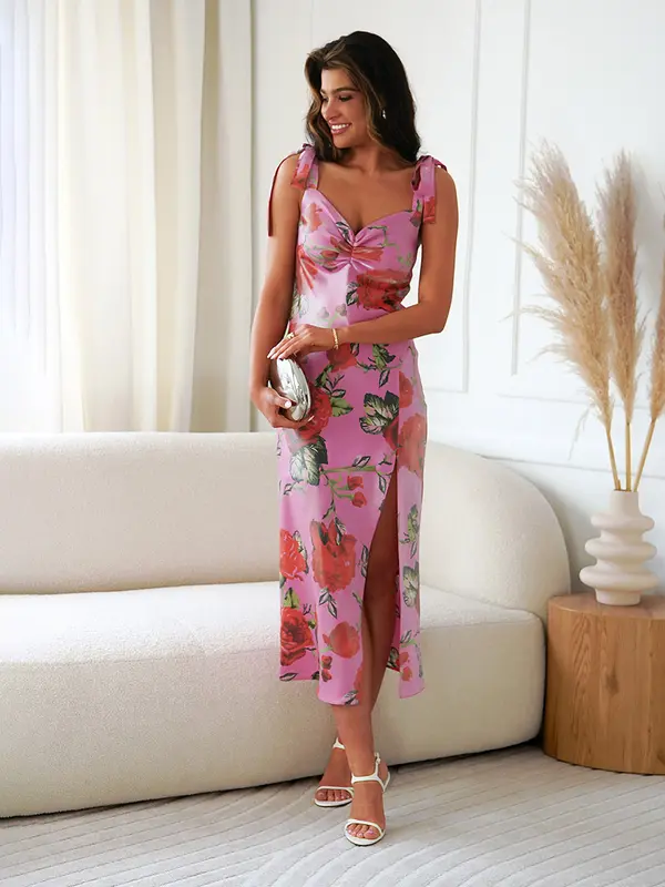 Edoti Edoti women's midi dress with sweetheart neckline and slim straps VIENA DL