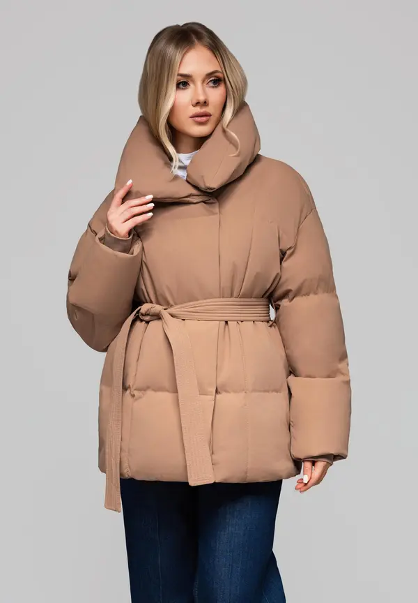Edoti Edoti Women's quilted jacket with belt and collar OW-JAHP-0106 v3