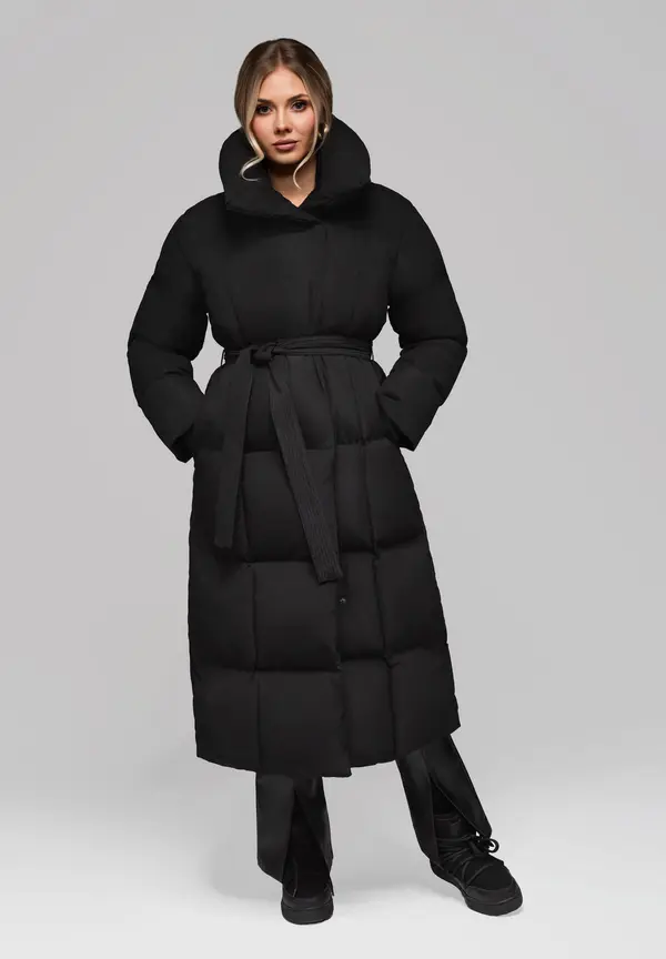 Edoti Edoti Women's quilted long jacket with belt OW-JALJ-0104 v1