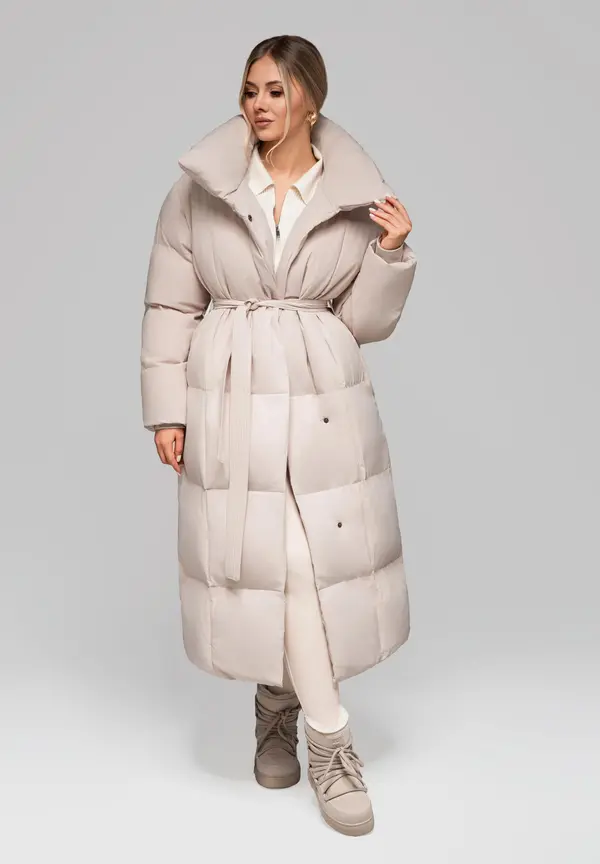 Edoti Edoti Women's quilted long jacket with belt OW-JALJ-0104 v2