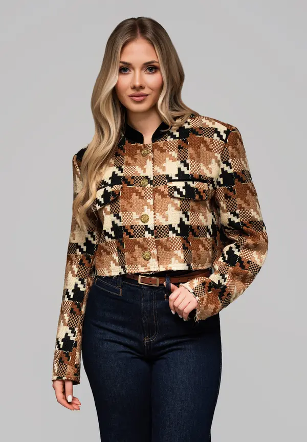 Edoti Edoti Women's short stand-up jacket with wool OW-BLZB-0103 v1