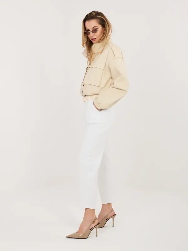 Italy Moda Ekru hlače s pasom