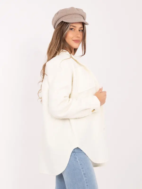 RUE PARIS Ekru srajčna jakna z žepi