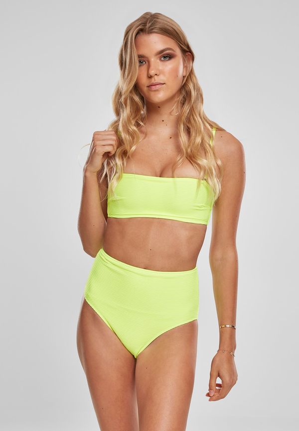Urban Classics Electric Lime Women's High Waist Electric Lime Bandeau Bikini