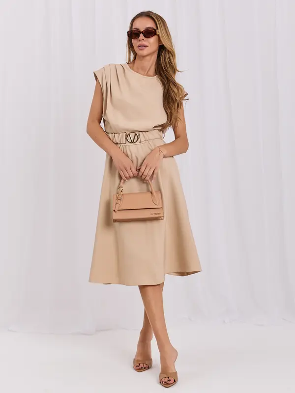 Italy Moda Eleganca bež srajčne obleke