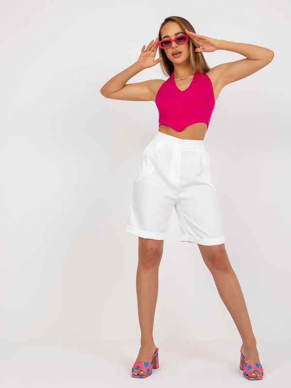 Fashionhunters Elegant white long shorts with viscose