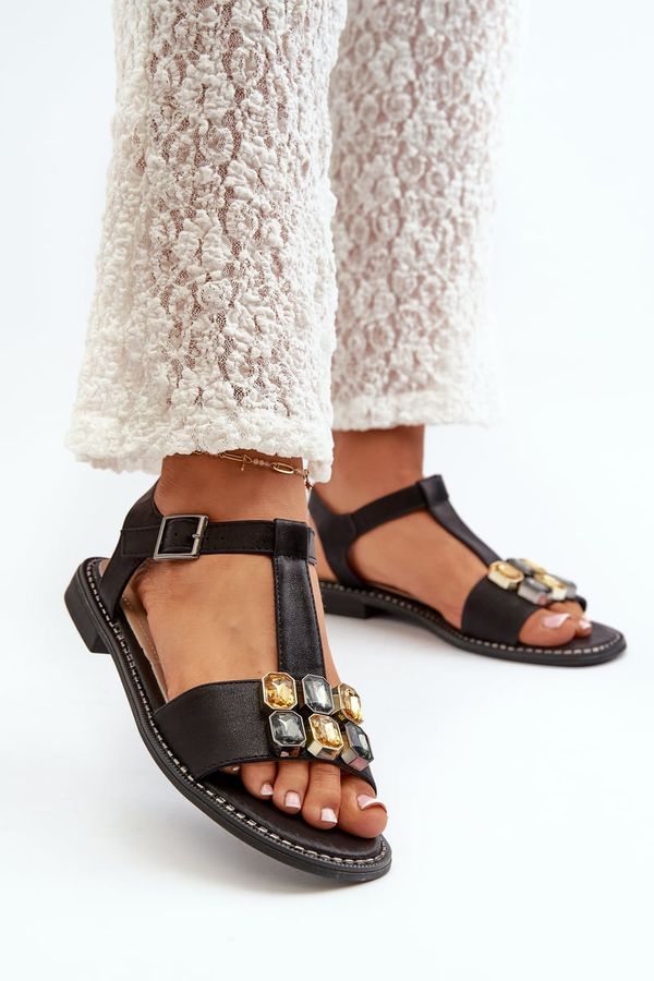 Kesi Elegant women's sandals with decorative details S.Barski Black