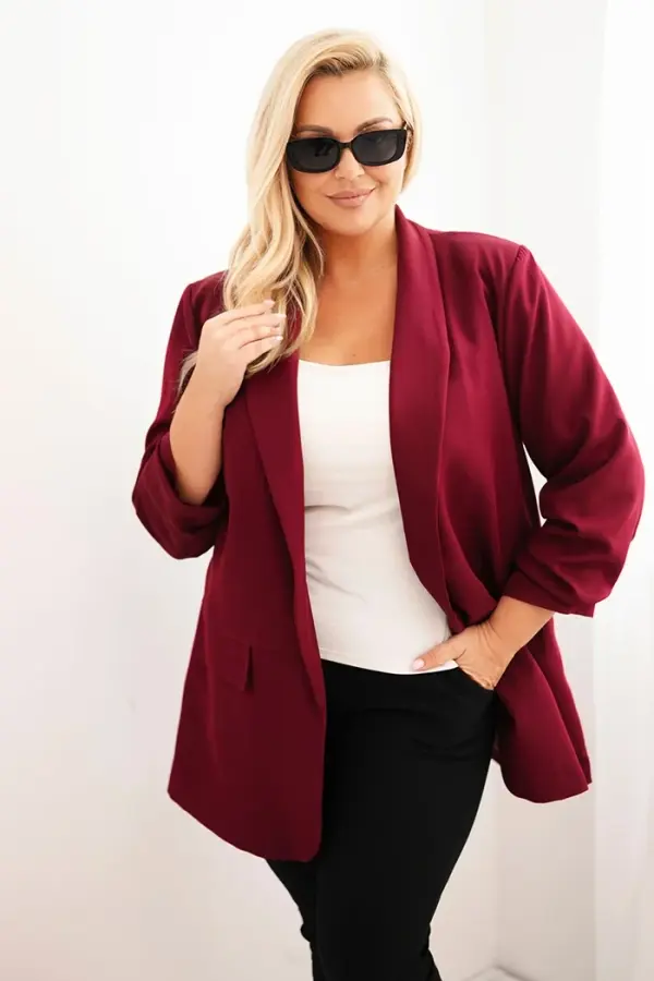 Kesi Włoski Eleganten blazer za večje velikosti v bordo barvi
