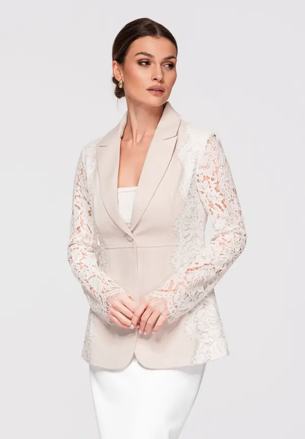 Edoti Eleganten ženski blazer s čipko