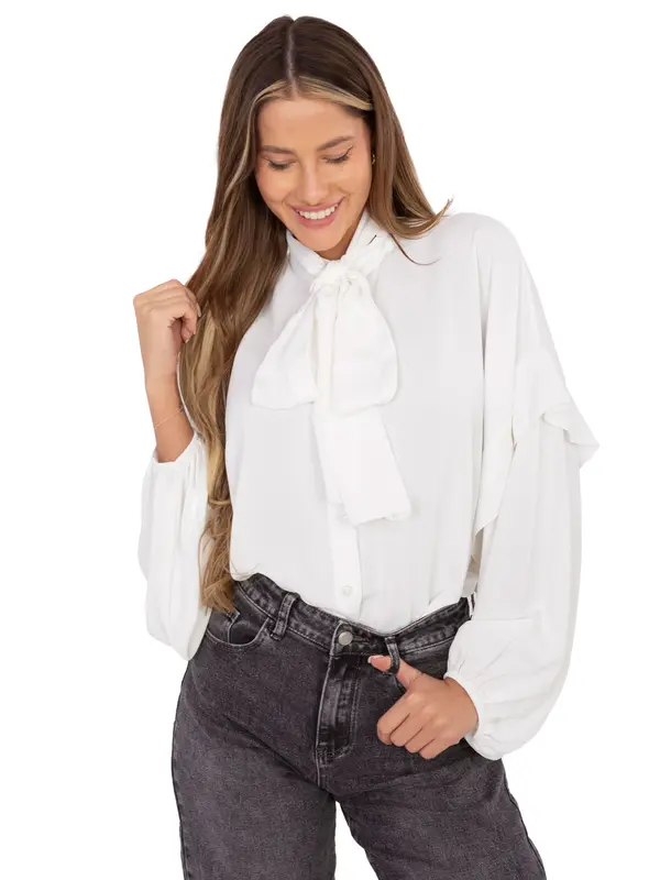 Factory Price Elegantna bela bluza z vezalkami