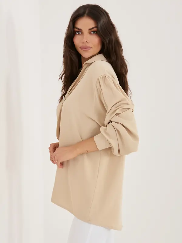 Factory Price Elegantna bež bluza z vezalkami