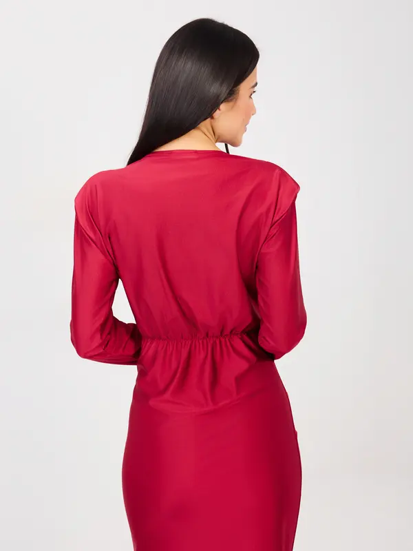 Italy Moda Elegantna rdeča obleka s pasom