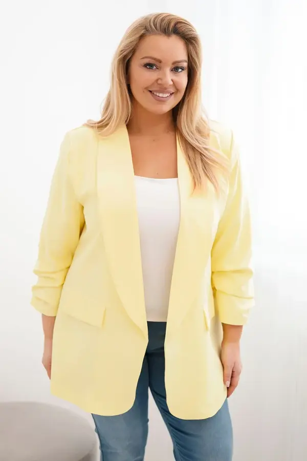 Kesi Włoski Elegantna rumena jakna za ženske večjih velikosti