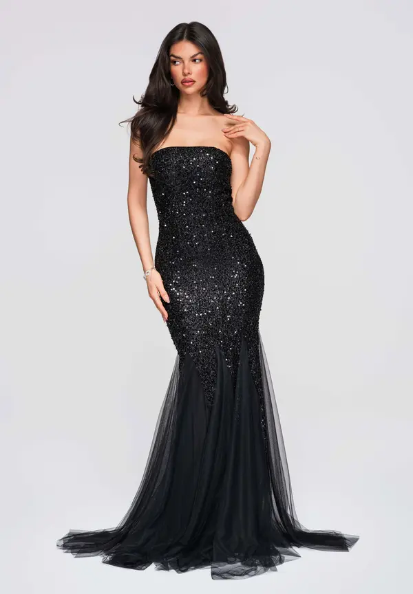 Edoti Elegantna večerna obleka z bleščicami