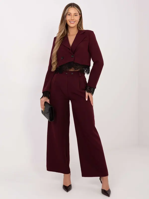 RUE PARIS Elegantne bordo hlače