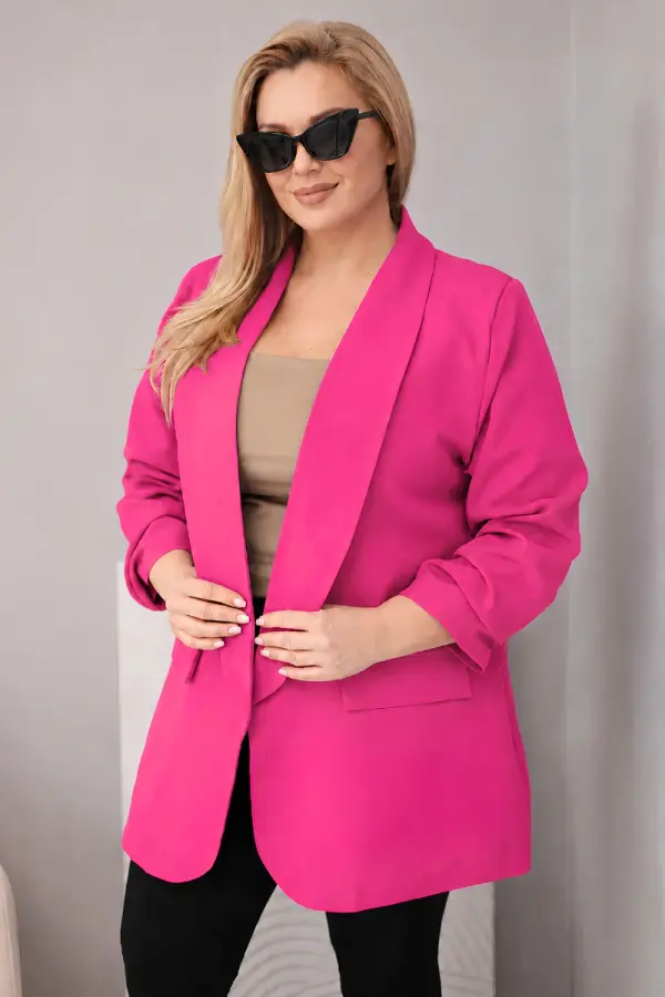 Kesi Włoski Elegantni blazer v barvi fuksije za večje velikosti