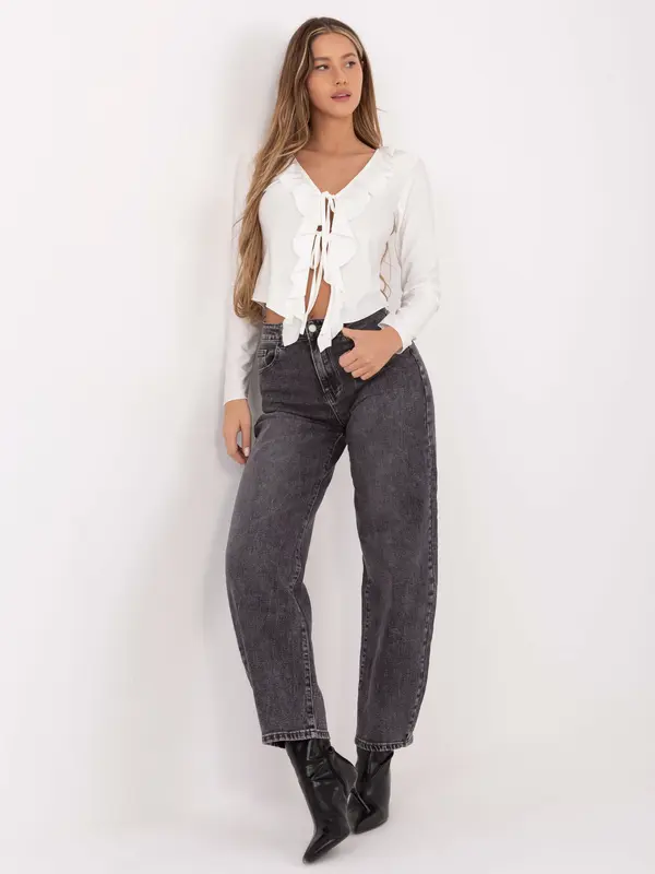 MODA ITALY Enobarvna bluza z dolgimi rokavi