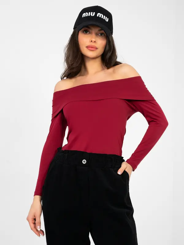 RUE PARIS Enobarvna bordo bluza