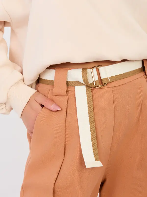 RUE PARIS Enobarvne hlače v temno oranžni barvi