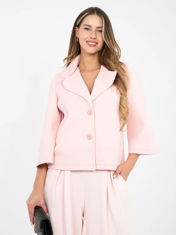 Factory Price Enoredni pastelno roza trenčkot z ovratnikom