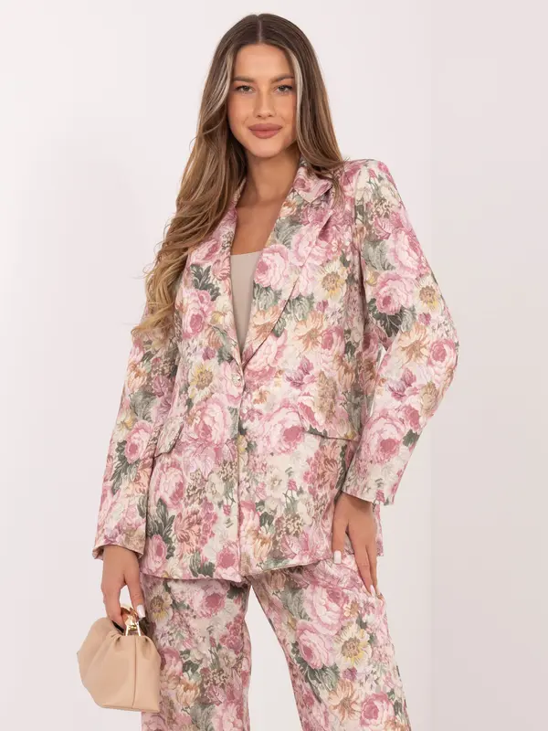 RUE PARIS Enoredni suknjič s potiskom, temno roza