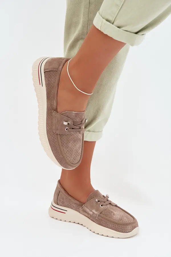 EVENTO EVENTO bež semiš mokasini