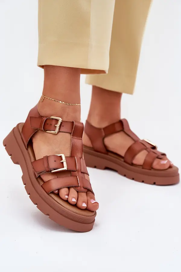 EVENTO EVENTO Eco Leather Sandals Women With Buckles Camel Mireza