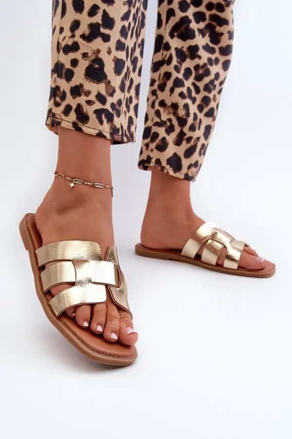 EVENTO EVENTO Flat Women's Flip Flops Made of Eco Leather Gold Risamay