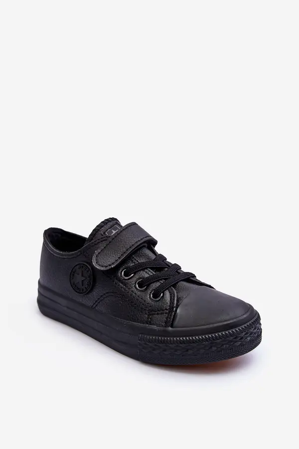 EVENTO EVENTO Kids Leather Lace-up Sneakers Black Delmara