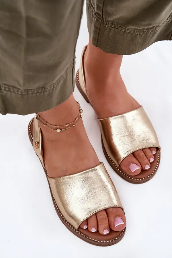 Boto EVENTO Ladies Sandals On Flat Heel Eco Leather Golden Dereka