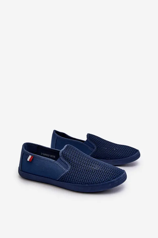 EVENTO EVENTO Men's Openwork Sneakers Canvas Shoes Navy Blue Koboru